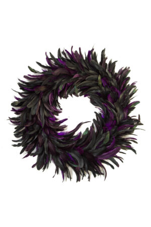 Hanging Black and Purple 2 Toned Wreath with Purple Fur