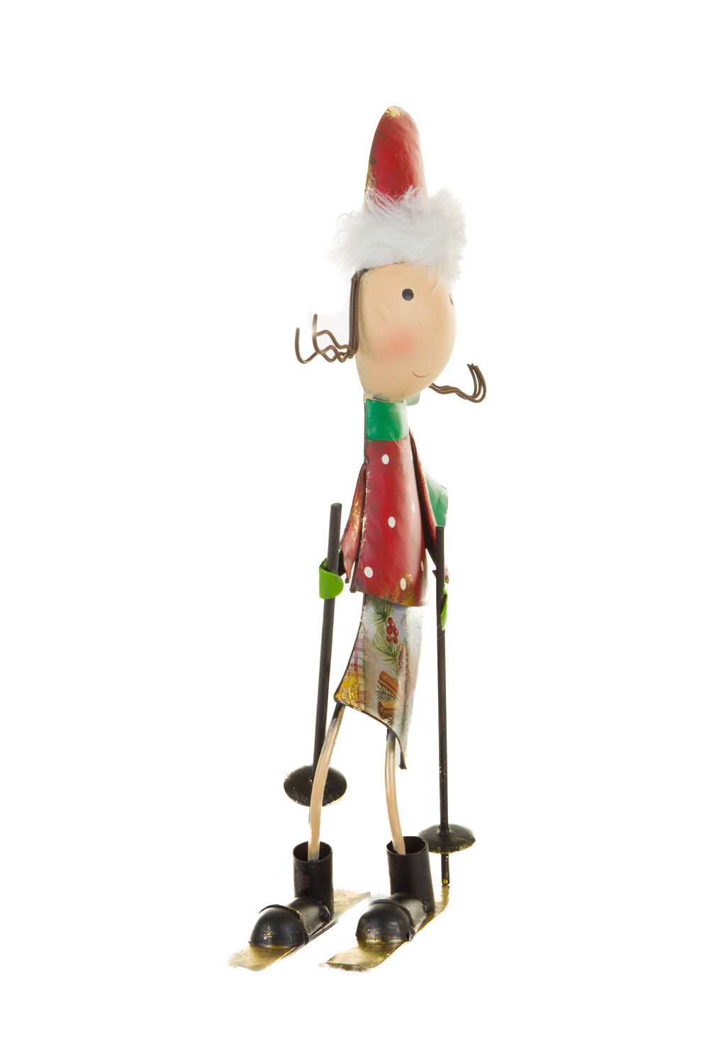 Red and Green Metallic Skiing Table Piece For Her - Image 4