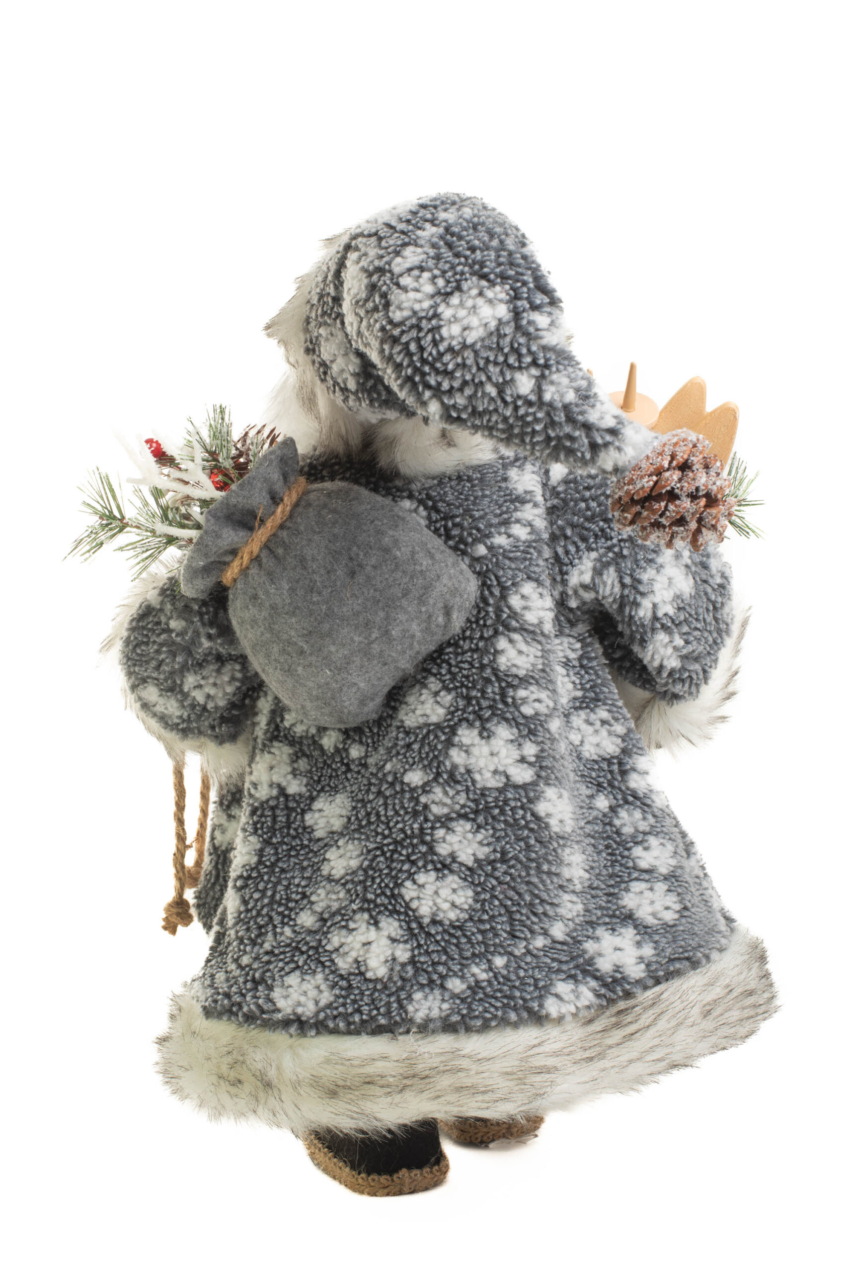 Gray and White Nordic Santa holding Gift Sack and Skiis - Image 4