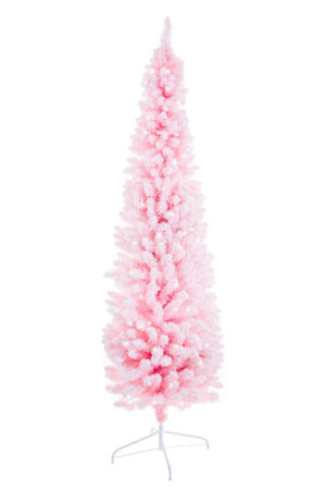Pink and White Flocked Flocked Warm White LED Christmas Tree