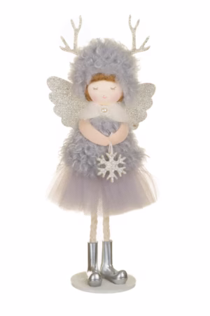 Hangable Gray Cherub Girl Doll