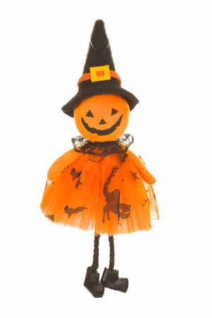 Hanging Orange Pumpkin Girl Doll