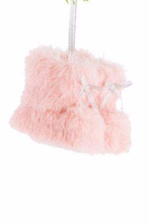 Hangable Pink Fur Boots Ornament