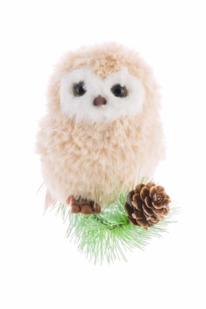 Beige Pearched Owl Ornament