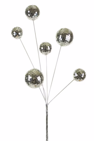 Silver Disco Ball Tree Pick