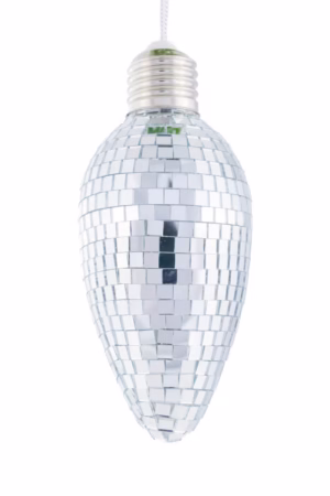 Silver Disco Light Bulb Ornament