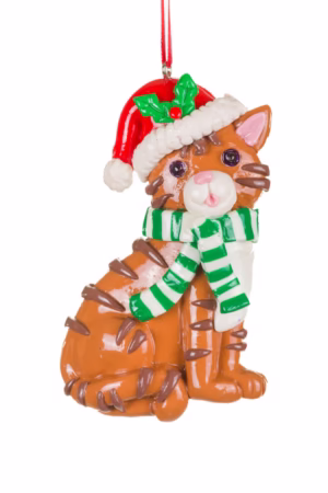 Orange Christmas Tabby Cat Ornament