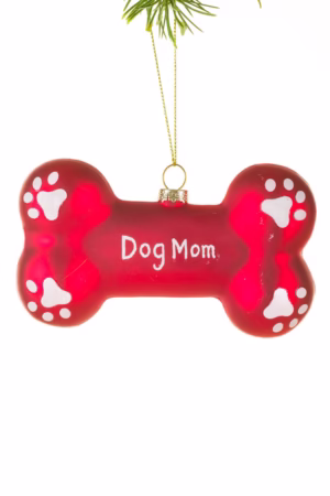 Red "Dog Mom" Bone Ornament