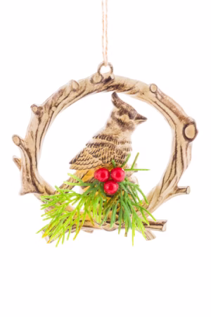 Brown Cardinal Wreath Ornament