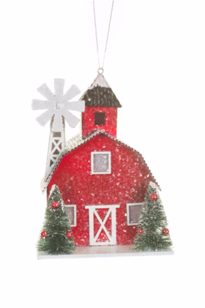 Red Gambrel Roof Barn LED Ornament