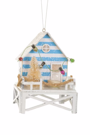 White Beach House LED Ornament