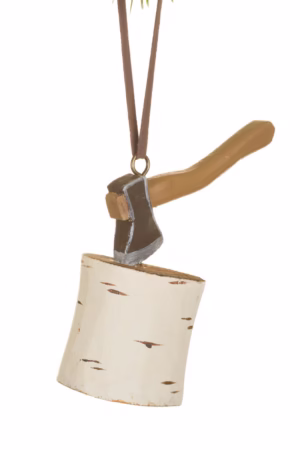 White Axe Chopping Block Ornament