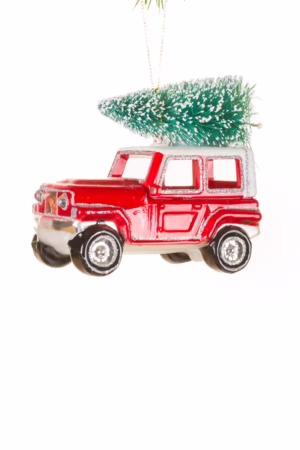Hangable Red Jeep Ornament