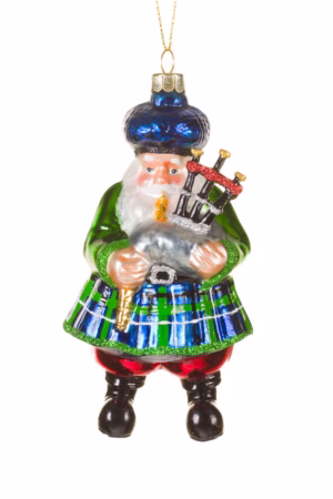 Blue Scottish Santa Ornament