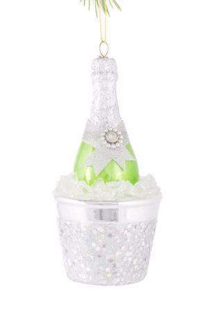 Green Champagne On Ice Ornament