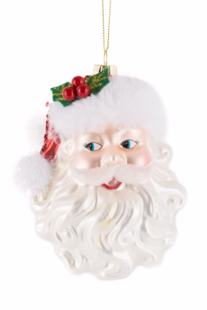 White Santa Head Ornament