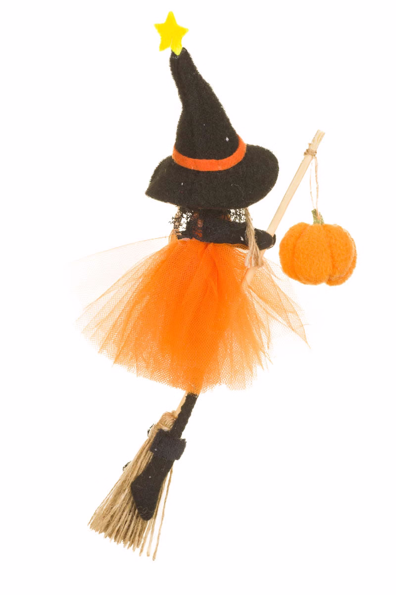 Hanging Orange Flying Witch Girl Doll - Image 2