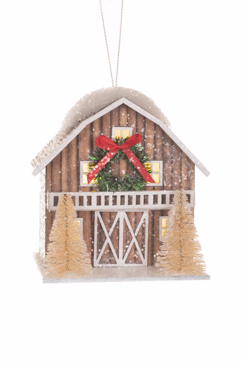 Brown Prairie Barn LED Ornament - Image 3
